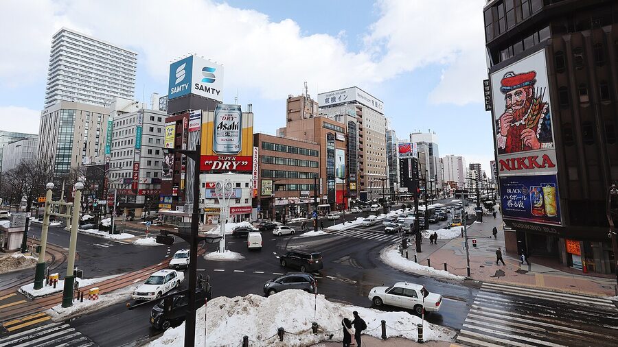 Susukino intersection in Sapporo at night