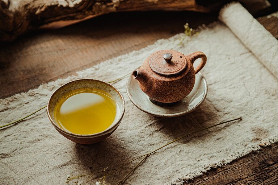 Japanese green tea in a small cup