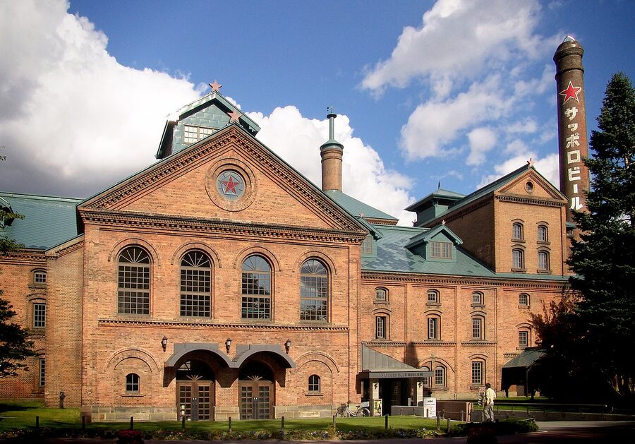 Red-brick exterior of the Sapporo Beer Museum in Hokkaido