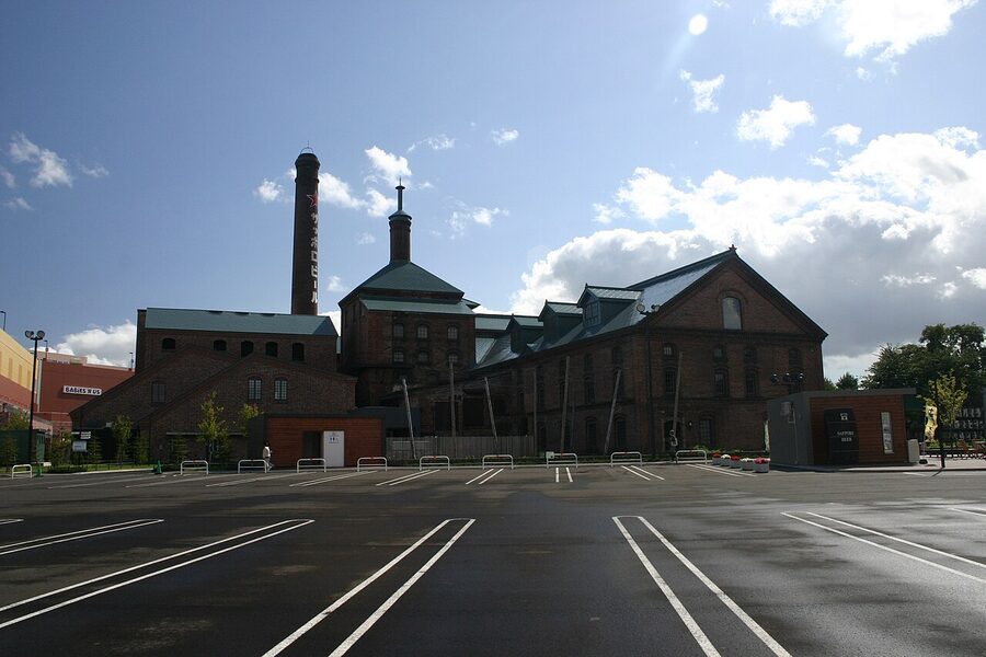 Aerial view of the Sapporo Beer Museum red-brick complex