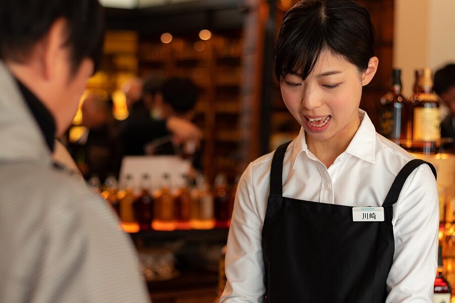 A bar tasting setup at the Yamazaki Whisky Museum