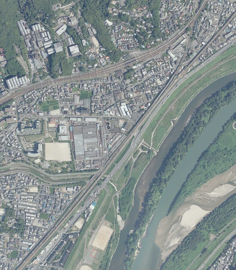 Aerial view of Suntory Yamazaki Distillery showing the full site between Osaka and Kyoto