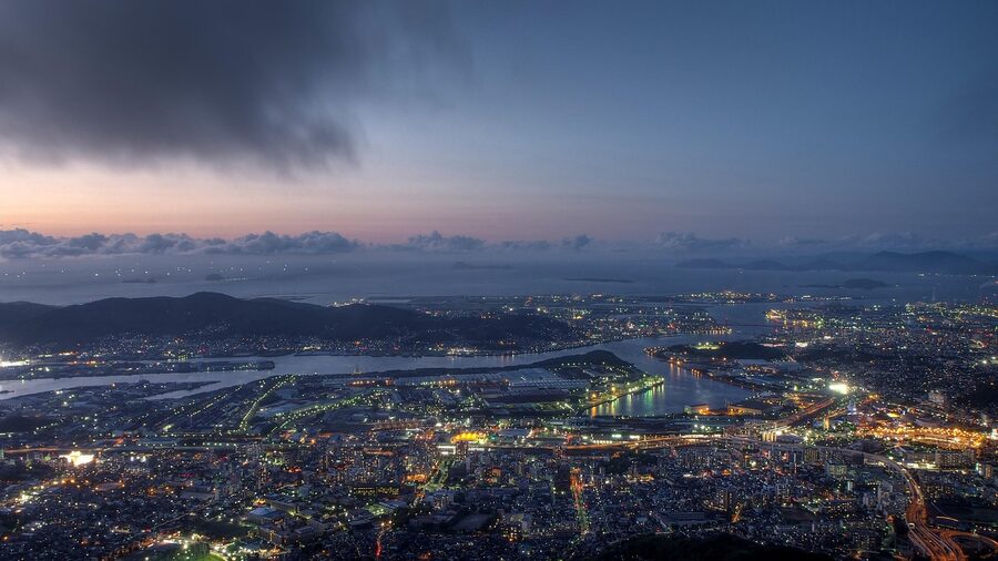 Fukuoka city skyline at night