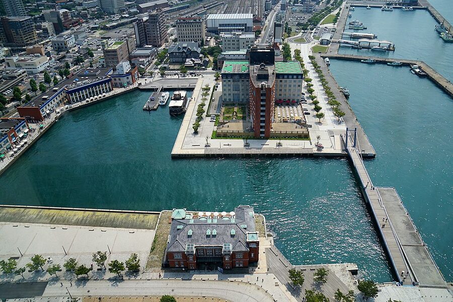 Mojiko Retro district waterfront, Kitakyushu, with old port architecture
