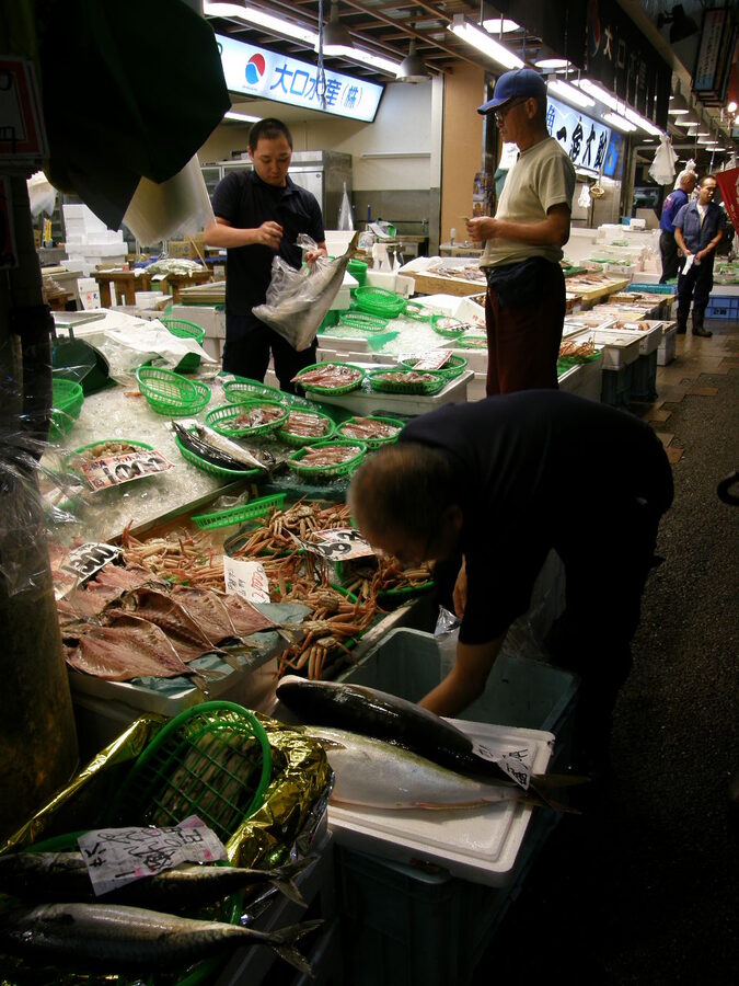 Stalls inside Omicho Market
