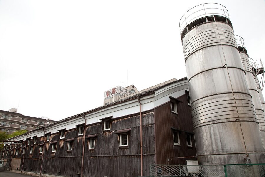 Front facade of Kitagawa Honke sake brewery in Fushimi