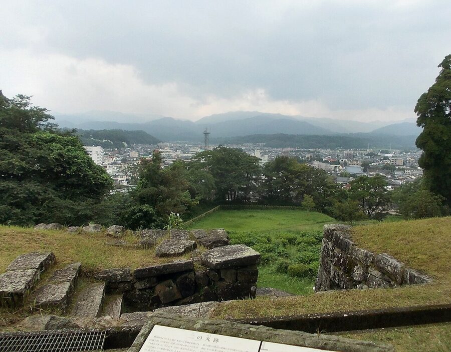 Hitoyoshi city panorama from castle ruins, Kumamoto