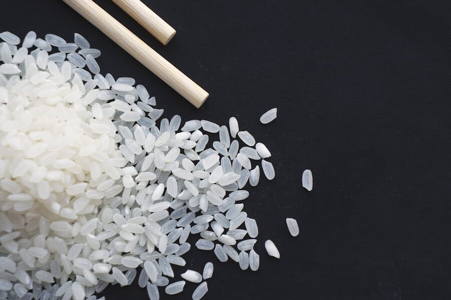 Close-up of Japanese rice grains for shochu and sake