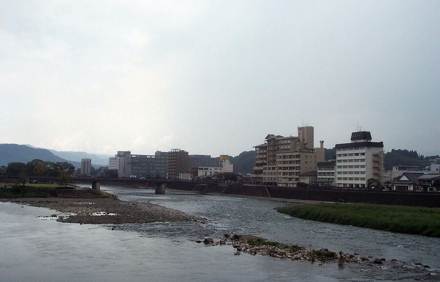The Kuma River flowing through Hitoyoshi in Kumamoto