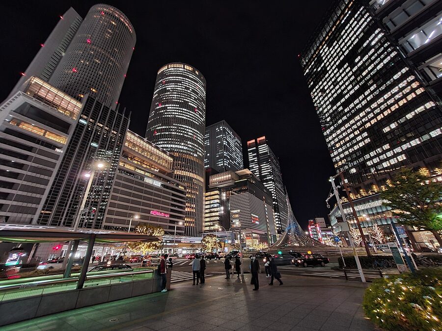 Nagoya Station and JR Central Towers at night