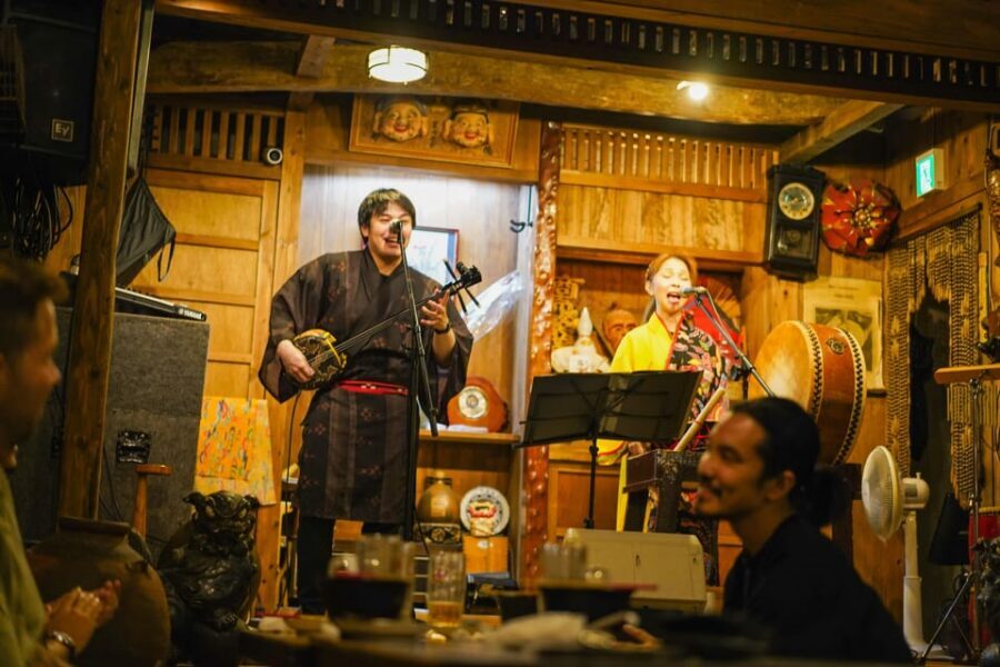 Naha Bar Hopping Tour in Okinawa - Stop 3: a final local meal with Sanshi music in the spotlight