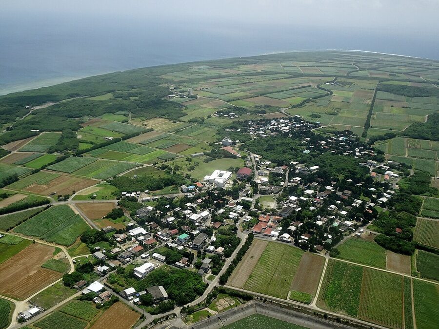 Hateruma Island village aerial view Okinawa