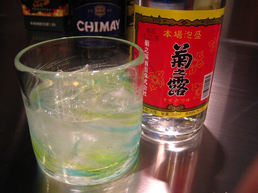 Kikunotsuyu awamori bottle from Miyako Island