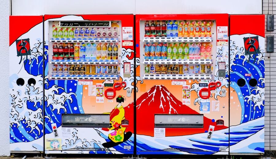 Vending machines in Japan with various drinks