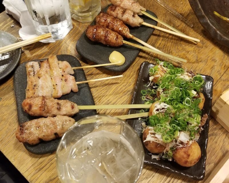 Osaka: Bar-Hopping Night Tour in Namba - The first izakaya bar: kushikatsu, beer, sake, and shochu