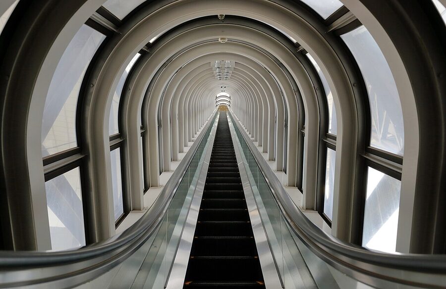 The Umeda Sky Building twin towers in Osaka with the floating garden observatory