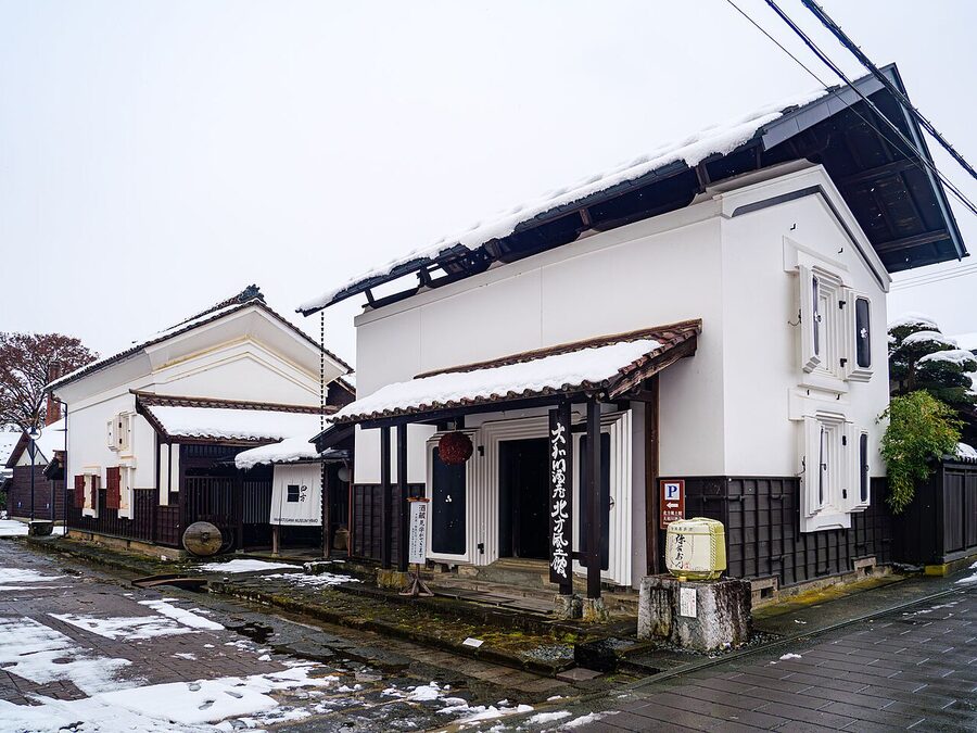 The Yamatogawa Sake Brewery hokuto fudokan in Kitakata, Fukushima, where seasonal hiyaoroshi bottles ship in autumn