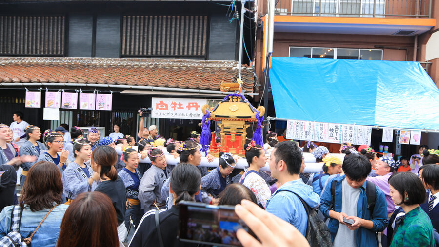 Crowds at Saijō Sake Matsuri festival in Hiroshima