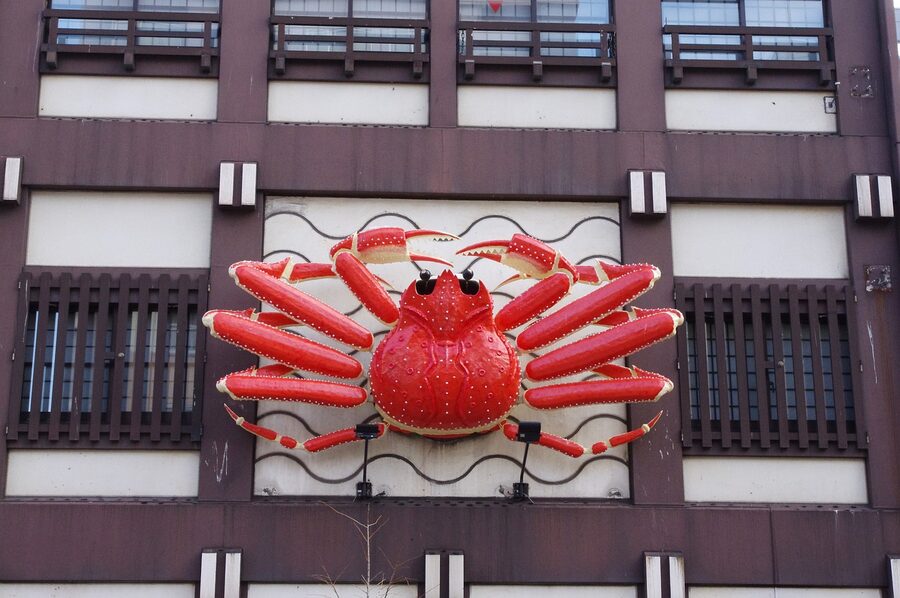 Crab restaurant signage in Sapporo