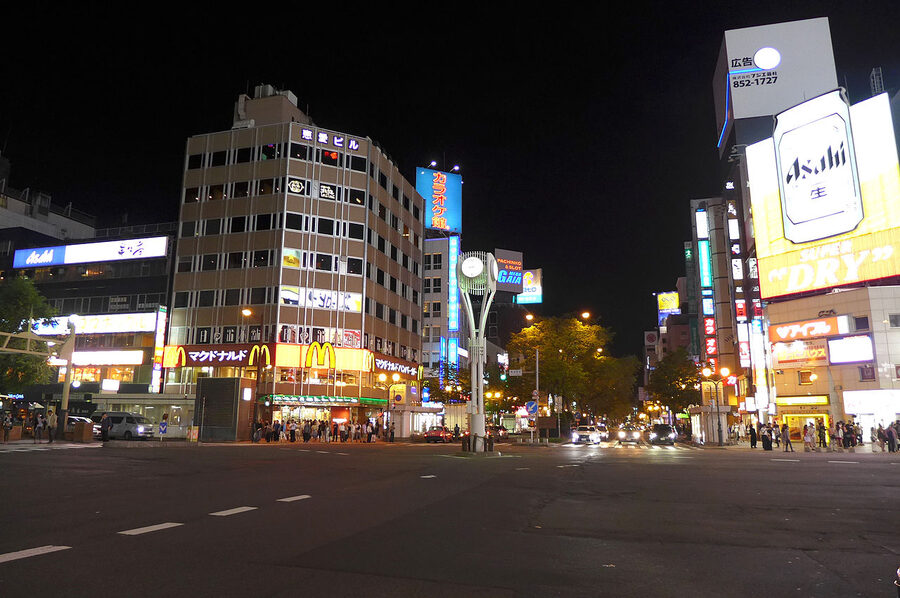 Susukino entertainment district Sapporo evening