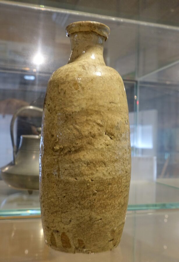 A vintage 1.8 litre isshobin sake bottle at the Setagaya Food and Agriculture Museum