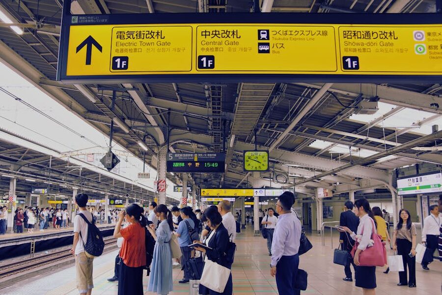 Last train at a Tokyo station platform