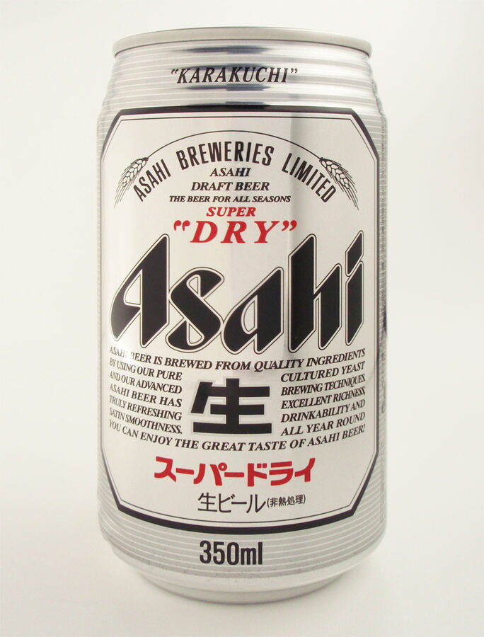 Asahi Super Dry beer can, the workhorse of shinkansen drinking