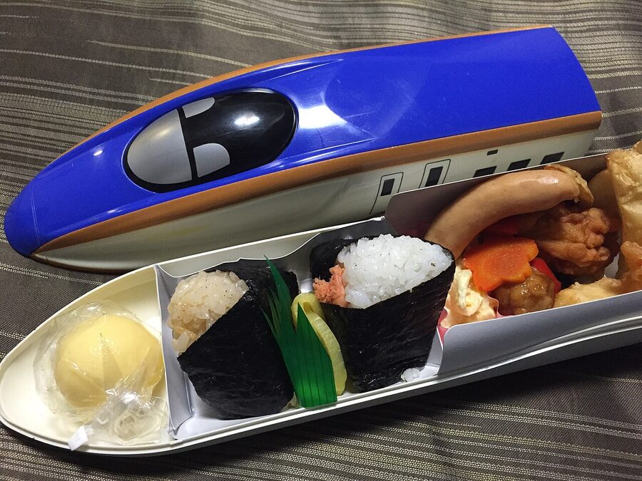 Ekiben on display at a Japanese station