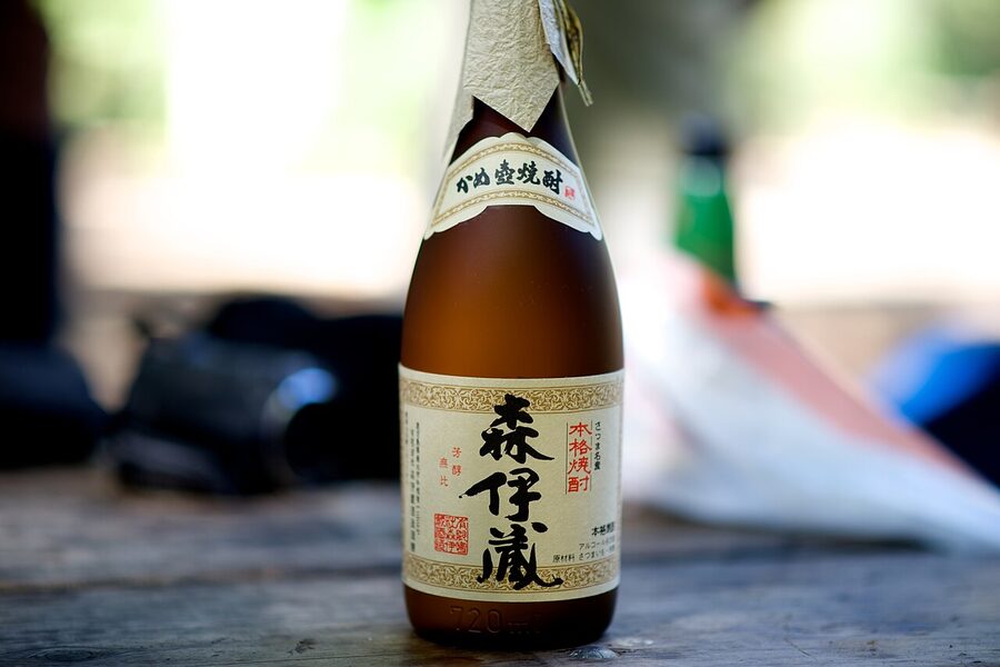 A bottle of Mori Izo Kagoshima sweet potato shochu