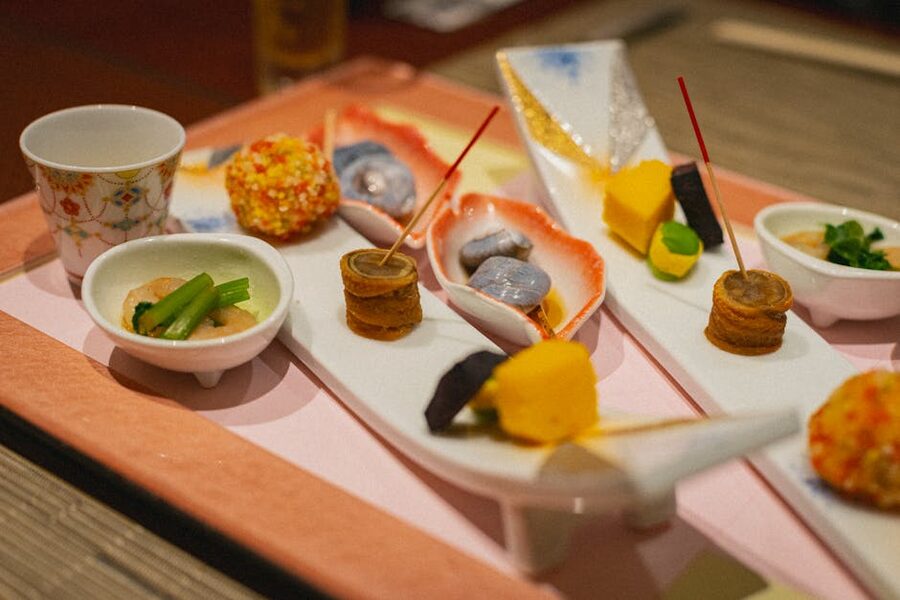 Japanese kaiseki cuisine arranged in Chiba