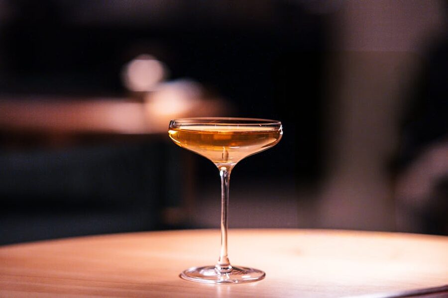 Cocktail in a chic dimly lit Tokyo bar