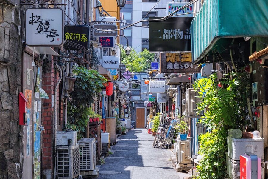 Shinjuku alley filled with bars and signs