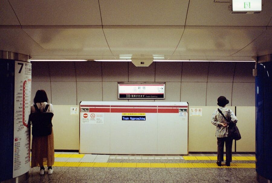 Tokyo subway station with commuters