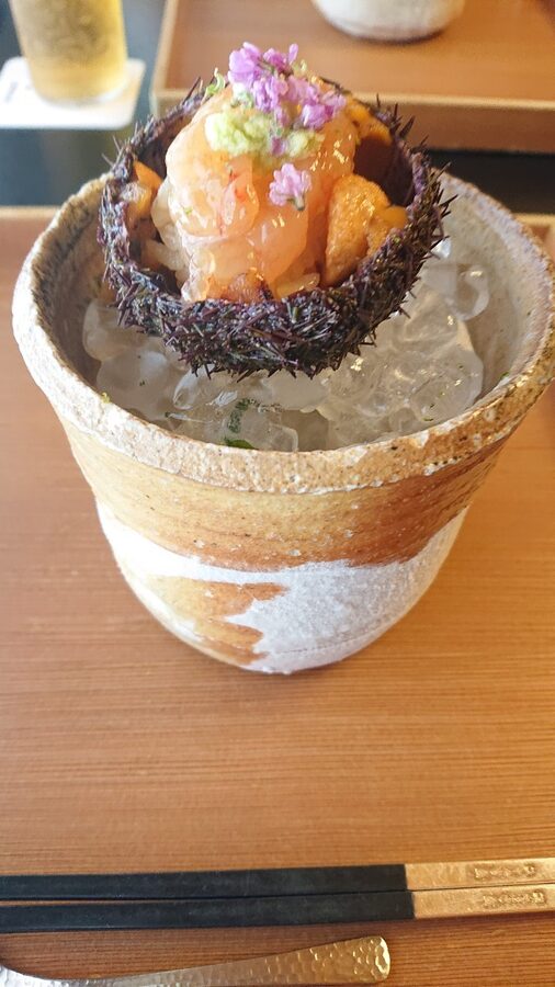 Aka-shari nigiri made with red rice vinegar