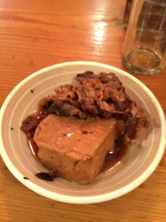 Niku tofu beef and tofu dish at Tachinomi Kidufuji Tokyo