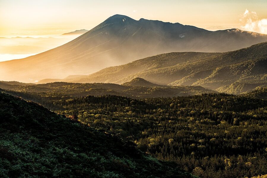 Mt Iwate at Hachimantai in early autumn, Tohoku