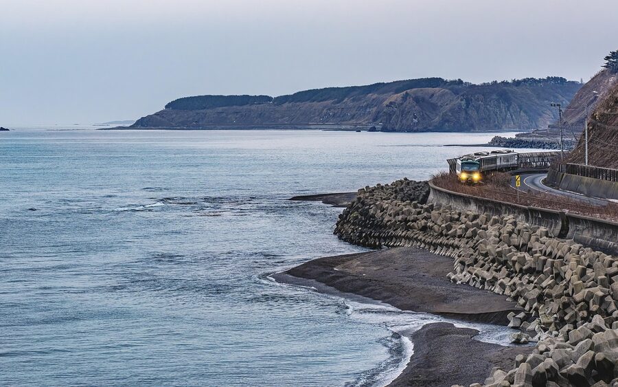 Tohoku coast and train along the Sea of Japan