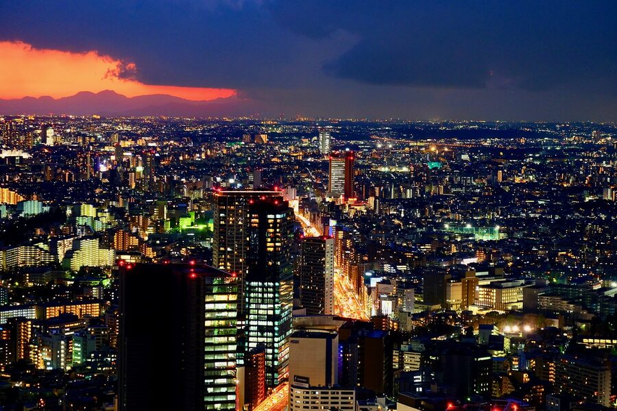 Shibuya twilight skyline, Tokyo