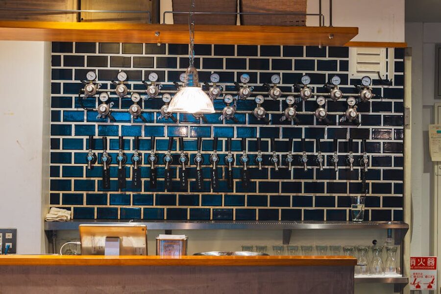 Craft beer taps in a Tokyo bar