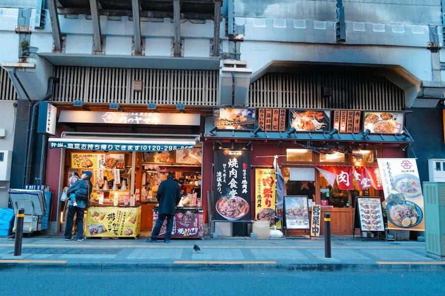 Yakiniku restaurants on a Tokyo street