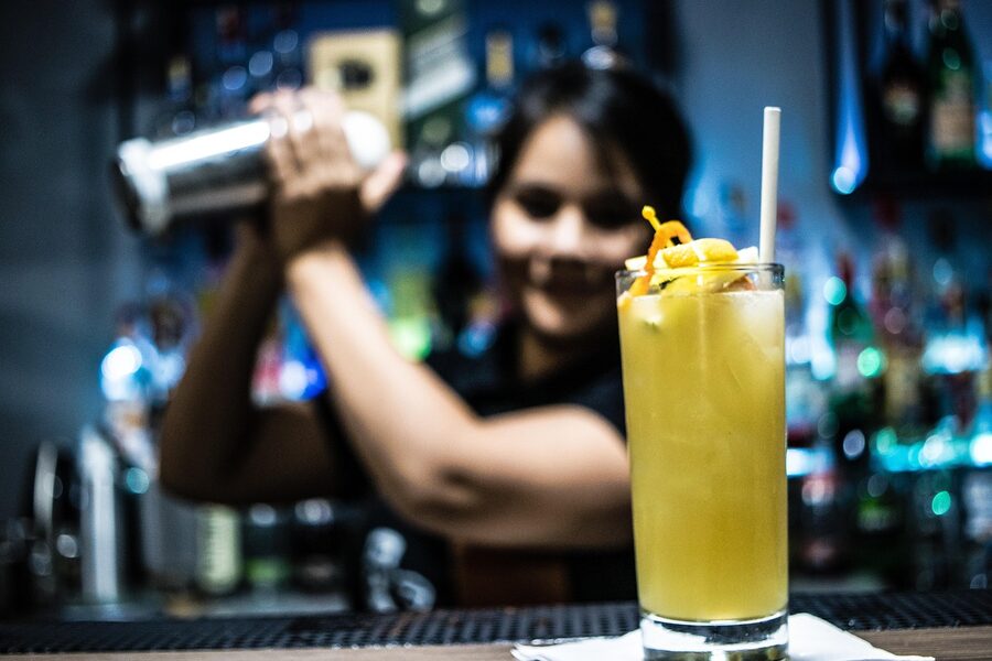 Bartender finishing a cocktail close-up