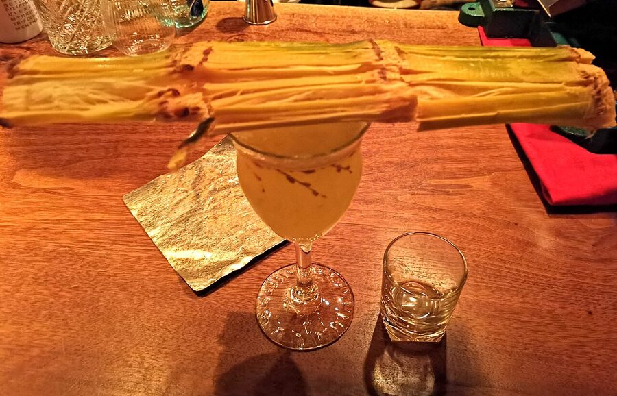 Bar Benfiddich fresh daiquiri with sugarcane garnish