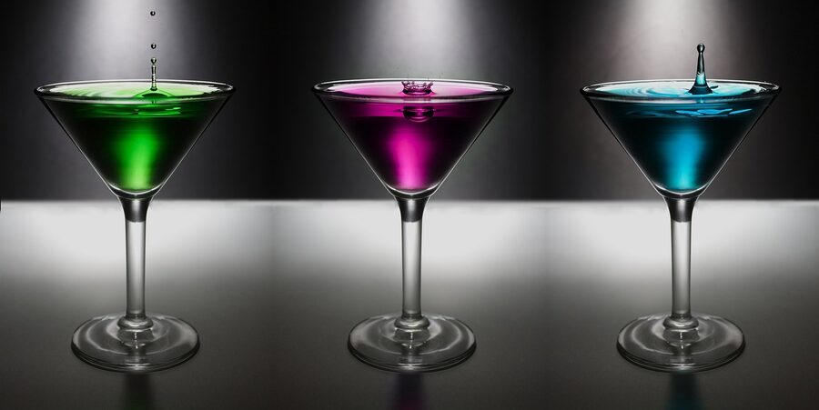 Martini splash with olive garnish
