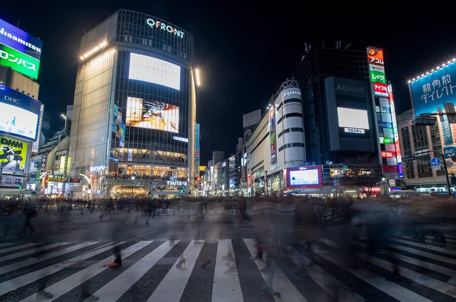 Shibuya Crossing at night Tokyo